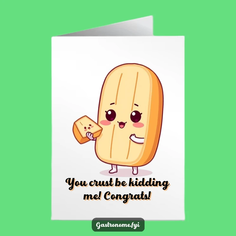 Free Printable Congratulations Card: Proud Baguette Character Shares Success, Downloadable Gift