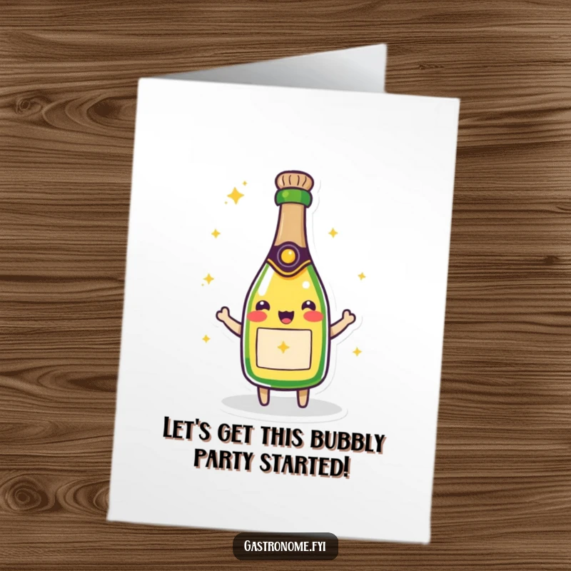 Funny Free Printable Congratulations Card: A joyous champagne bottle character sparkling brightly, perfect for celebrating triumphs.