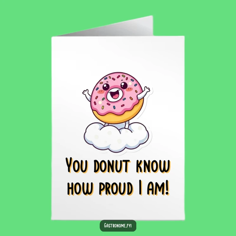 Free Printable Congratulations Card: Happy Donut Character Celebrates Success with a Bouncy Downloadable Gift