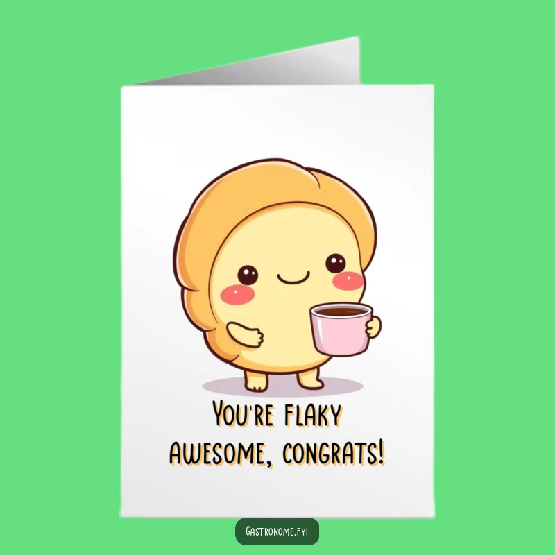 Free Printable Congrats Card: Croissant Coffee - Cozy & Funny