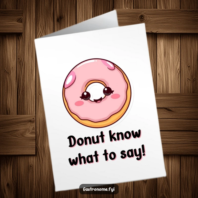 Funny Free Printable Thank You Card: A cheerful donut with eyes wiggles with joy, sending thanks. Downloadable gift.
