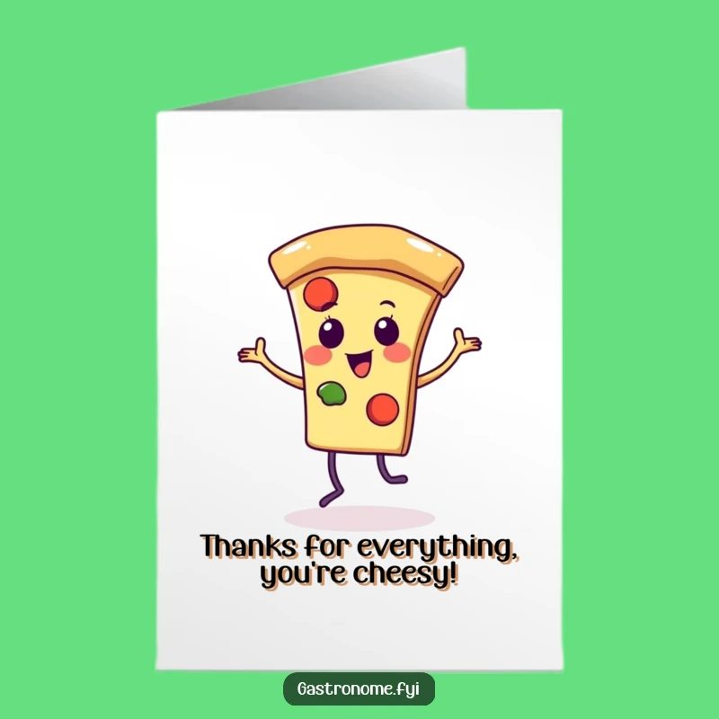 Free Printable Thank You Card: Dancing Pizza Slice Downloadable Gift