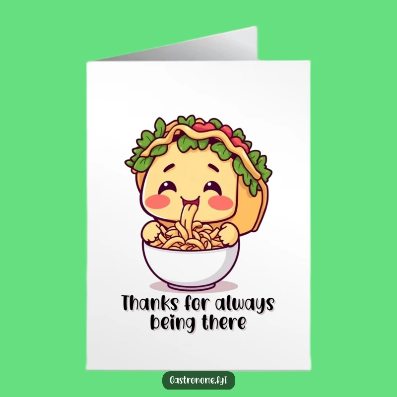 Free Printable Thank You Card: Funny Taco Pasta Slurp Downloadable Gratitude!