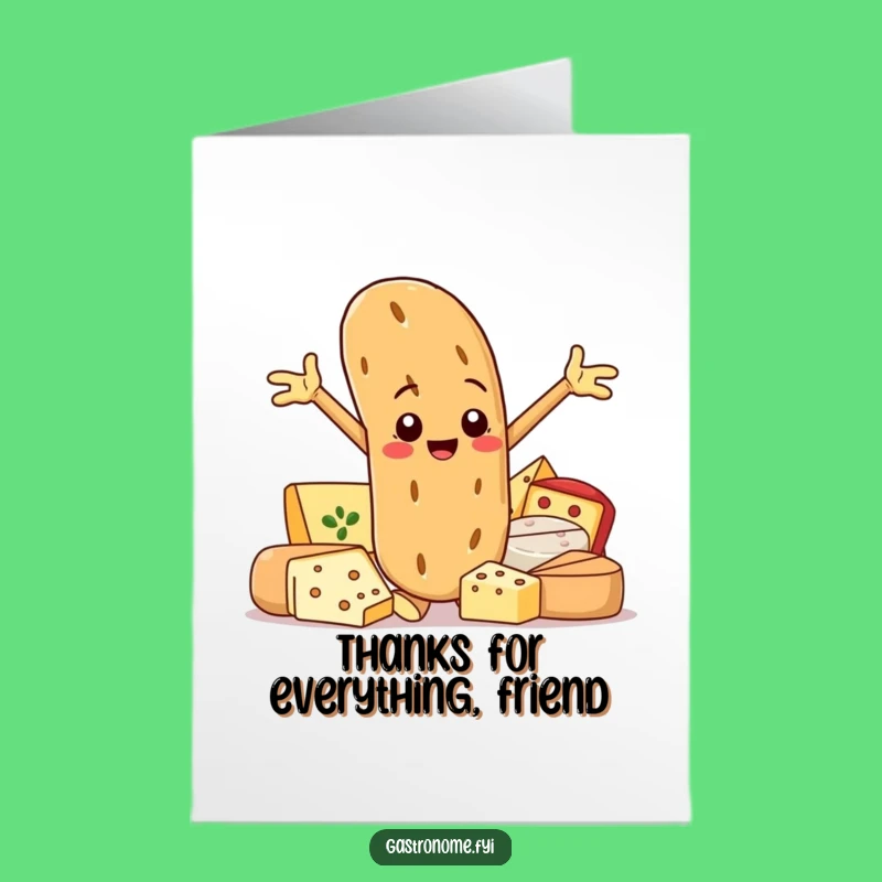 Free Printable Thank You Card: Grateful Baguette Cheese Lover Downloadable