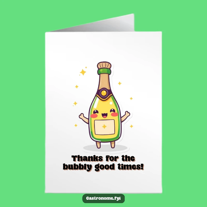 Free Printable Thank You Card: Sparkling Champagne Funny Downloadable Greeting