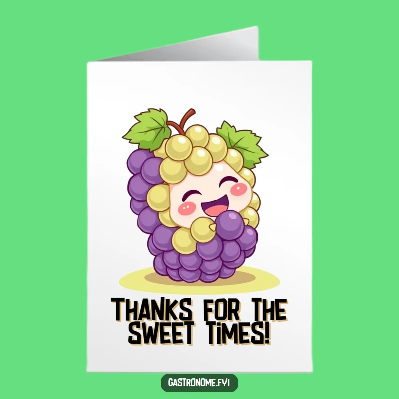Free Printable Thank You Card: Giggling Grape Rolls Downhill Funny Gratitude Card