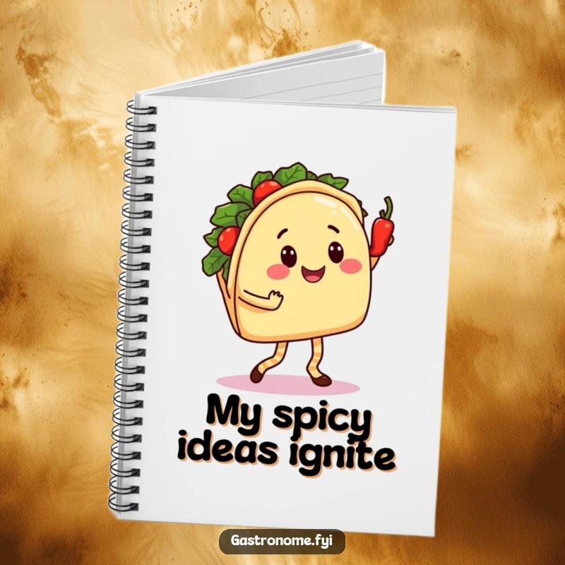 Funny Taco Dance Notebook: Smiling Taco Character Salsa Dancing with a Spicy Pepper, Humorous Stationery for Food Lovers