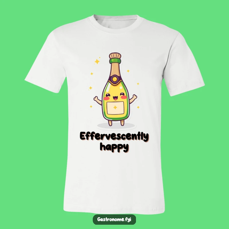 Funny Beaming Champagne Bottle T-Shirt - Party Ready Humor
