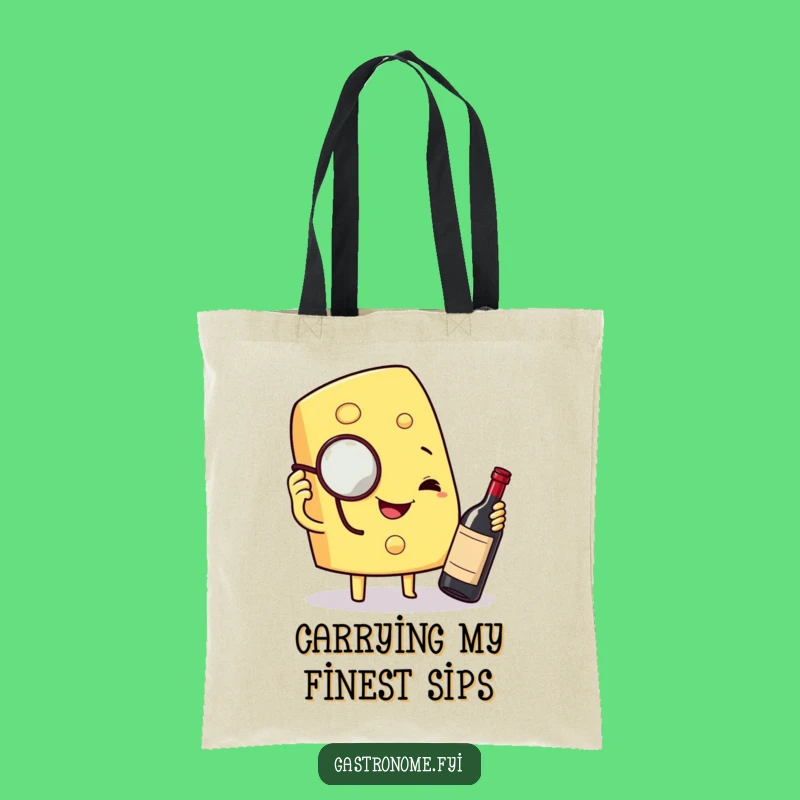 Funny Cheese Wedge Wine Lover Tote Bag: Carry Your Humor in Style, Perfect Funny Gift