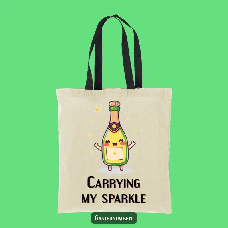 Funny Beaming Champagne Bottle Tote Bag - Carry Your Celebration
