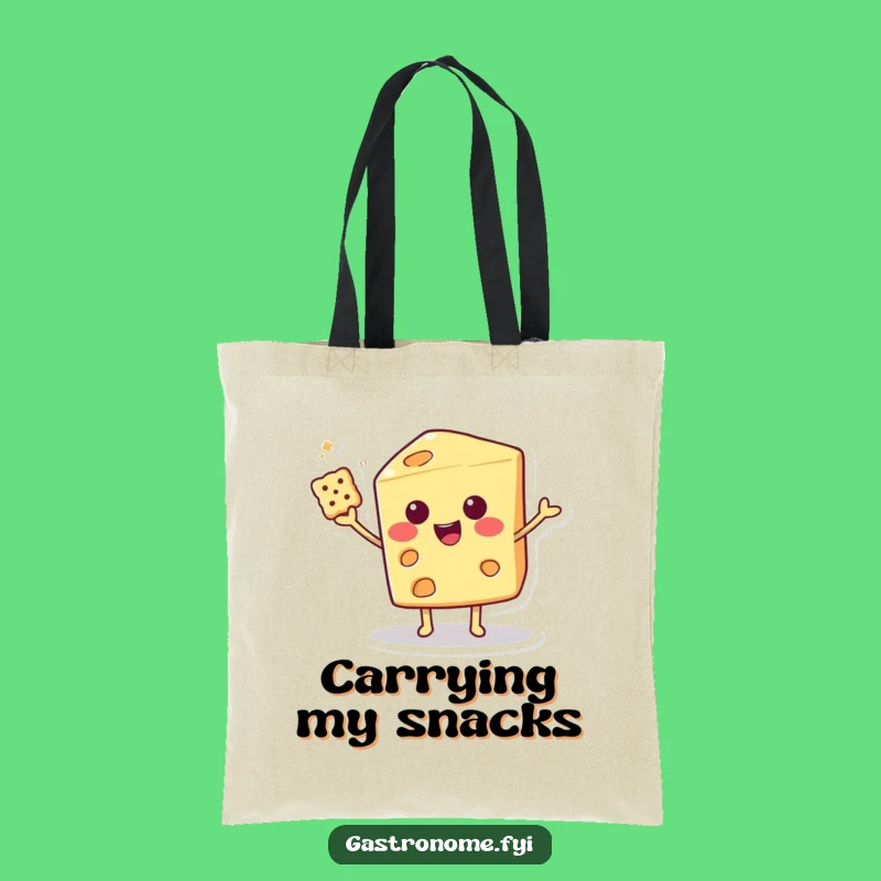 Funny Cheese Wedge Character Tote Bag: Carry Your Snacks and Smiles