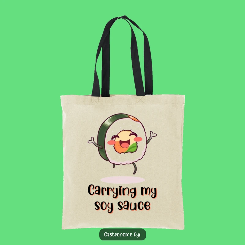 Funny Happy Sushi Tote Bag: Hilarious Foodie Accessory for Jigging Sushi Fans